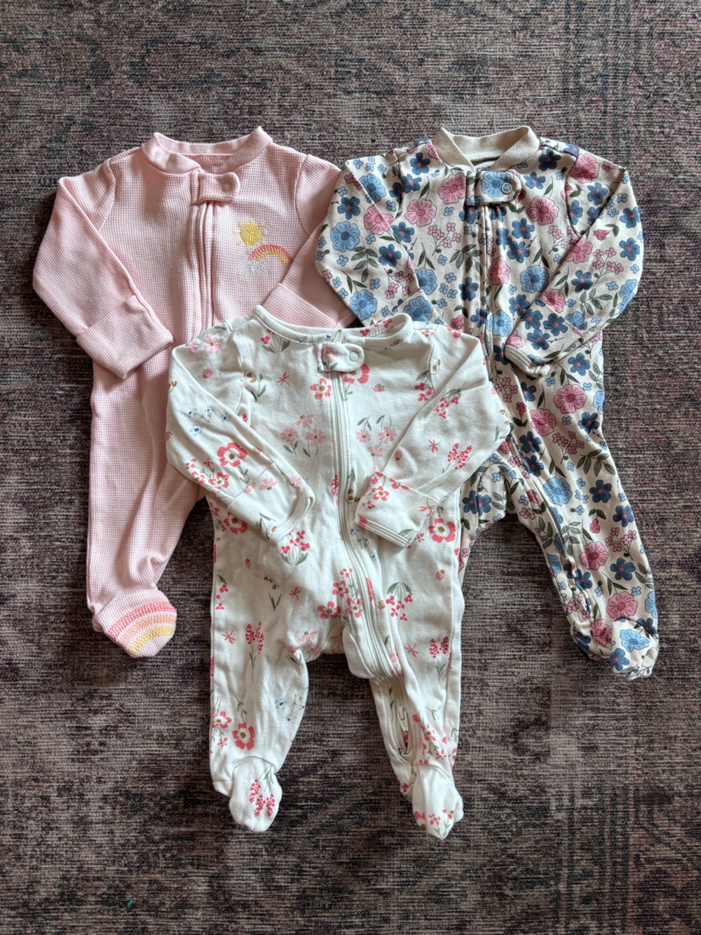 Carter's Floral Zip Footed Pajamas Bundle